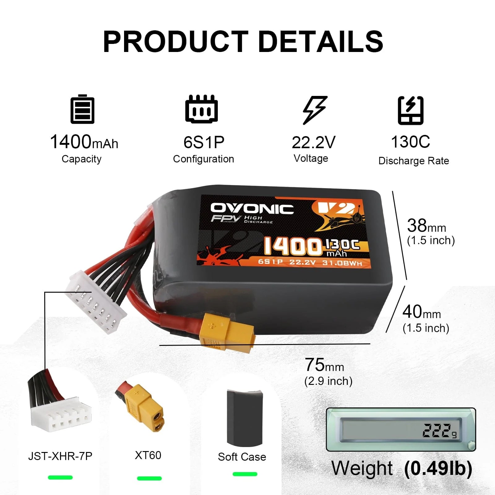 Ovonic 6S 1400mAh 130C LiPo Ba - đánh giá và giá Drone Battery 6S