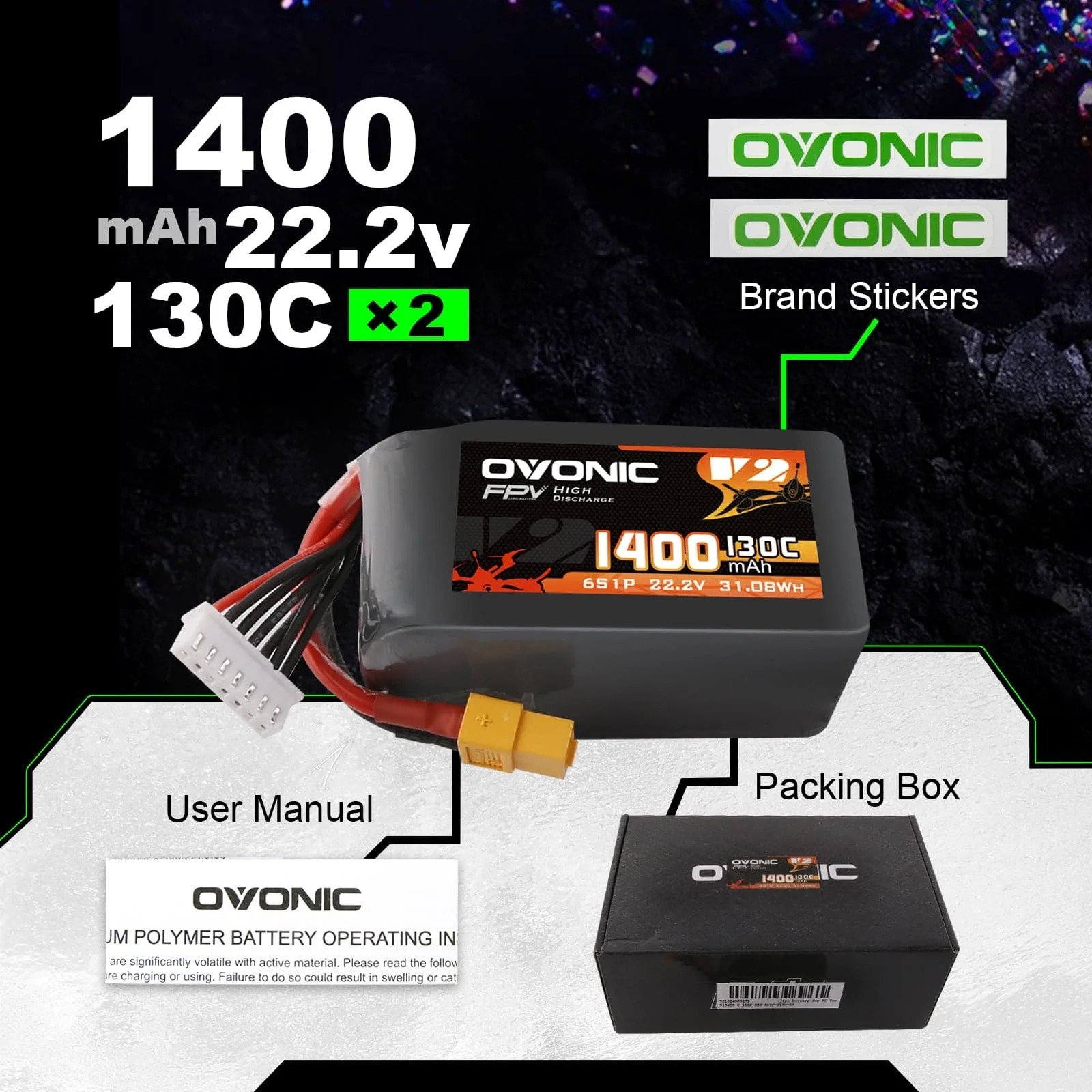 Ovonic 6S 1400mAh 130C LiPo Ba - đánh giá và giá Drone Battery 6S