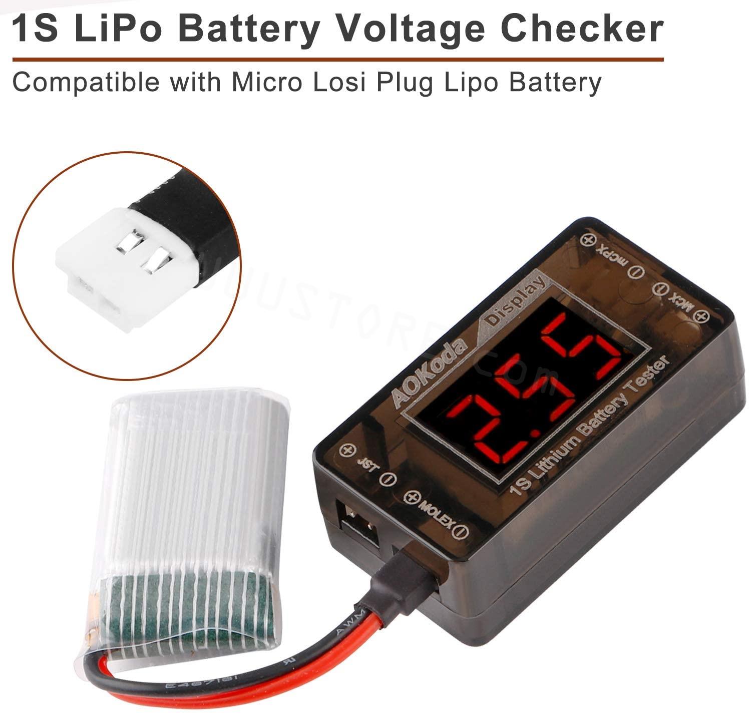 AOKoda AOK-041 1S LiPo Battery - đánh giá và giá Drone Battery Voltage Checker