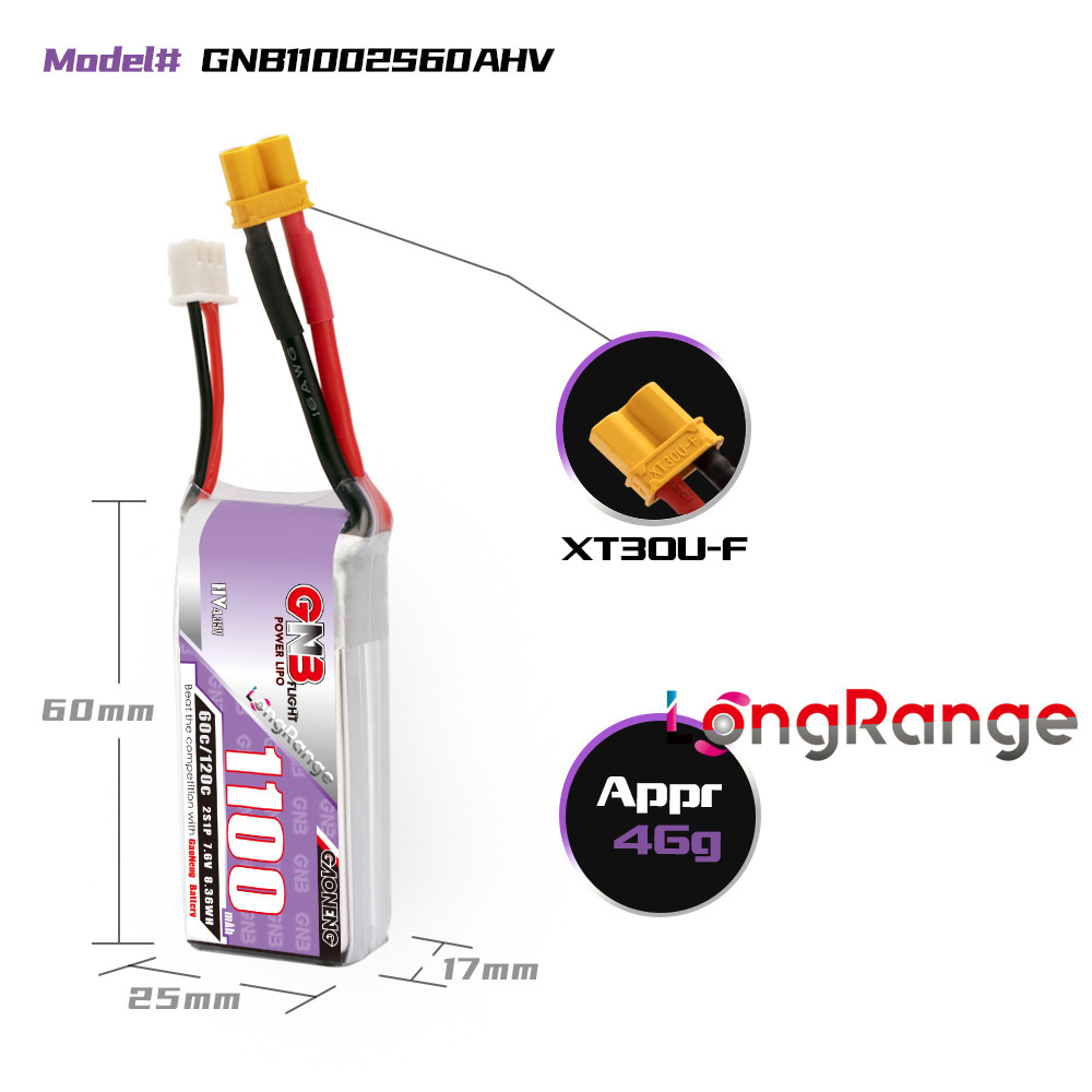 GNB 1100mAh 2S 3S 4S 6S 60C/12 - đánh giá và giá Drone Battery 4S